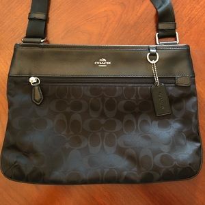 Authentic COACH black satin & leather logo purse